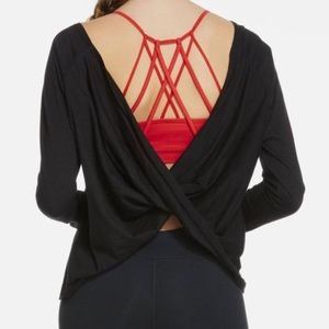 Fabletics Switchback Tee Long Sleeve Black Athletic Top